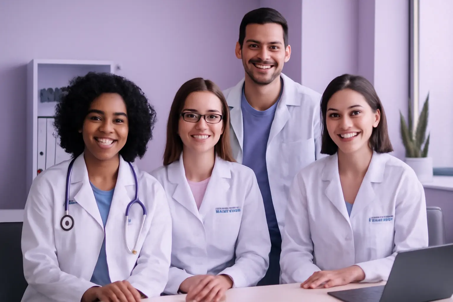 Equipe multidisciplinar de clínica de obesidade em reunião